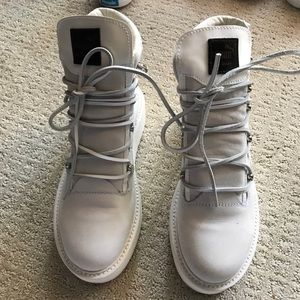 White Rihana sneaker wedge boot